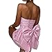 Suphod Strapless Homecoming Dresses for Teens Embroidery Satin Mini Cocktail Dresses with Bow Light Pink US6