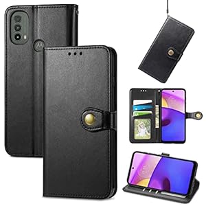 KoGiio Hülle Kompatibel mit Motorola Moto E40/Moto E30/E20, Premium Wallet Lederhülle, Kartenfächer Flip PU Handyhülle, Magnetisch Stoßfeste Cover Schutzhülle für Motorola Moto E40/E30/E20-Schwarz