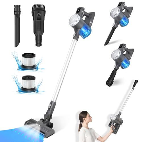 ZanGe 6-in-1 Cordless Upright Handheld Stick Vacuum Cleaner, 25Kpa Powerfuld Stick Vacuum Cleaner, HEPA Filter & Anti-Tangle Floor, Cleaner for Home Hardwood Floor, Carpet, Pet Hair