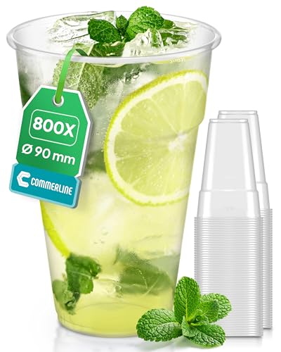 Commerline 800 Stück Plastikbecher 0,4L