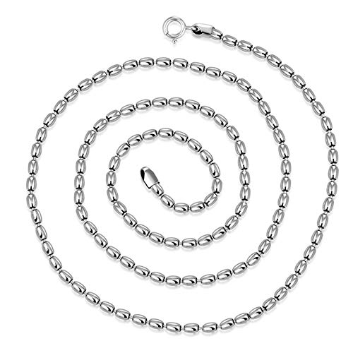Collier argent chaîne perle de riz fantaisie léger anti-nœuds