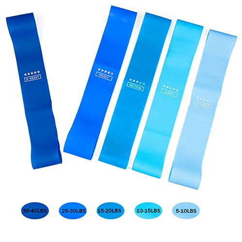 Resistance Bands Set, 5Pcs Exercise Elastic Bands For Legs Glutes Arms, Skin-Friendly Resistance Fitness Exercise Loop Bands For Gym Home Workout Yoga Pilates With Carry Bag And Instruction Guide #TOP2