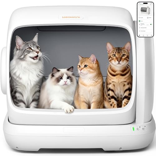 Image of MeoWant Self-Cleaning Cat Litter Box, 106L Extra-Large Space Low Entrance Automatic Cat Litter Box Perfect for Multiple Cats, Safety Sensor, Anti-Pinch, APP Control, Odor Free with Mat & Liner