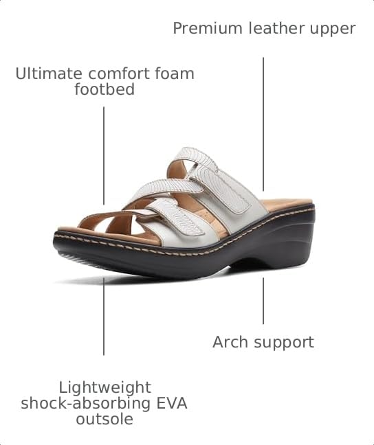 Clarks Collection Women's Merliah Karli Wedge Sandal, White Leather, 8 Medium US - image 3