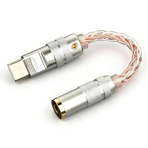 USB C Type-C to 3.5mm Dual DAC CX31993 MAX97220 Digital Audio Portable Decoding Amp HiFi Adapter Compatible with iPhone 15/15 Plus/15 Pro/15 Pro Max 16/16 Plus/16 Pro/16 Pro Max (Silver Copper)