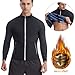 Vuirrm Sauna Jacket for Men, Men's Sauna Shirt Long Sleeve, Slimming Burn Fat Tummy Control Workout Body Shaper with Zipper,M,Black