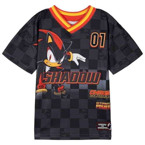 SEGA Sonic the Hedgehog Shadow Little Boys Mesh Soccer Jersey Athletic T-Shirt Black 7-8