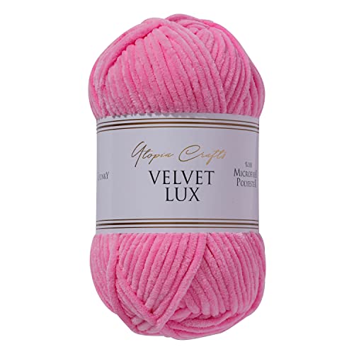 Utopia Crafts Velvet Lux - Hilo grueso de chenilla súper suave para tejer y ganchillo, 100 g - 110...