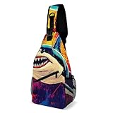 Antirrobo Bolsa de Pecho Lindo dibujo de tiburón Bolso Bandolera Unisex Mochilas Cruzadas Excursión Escolar Viajes