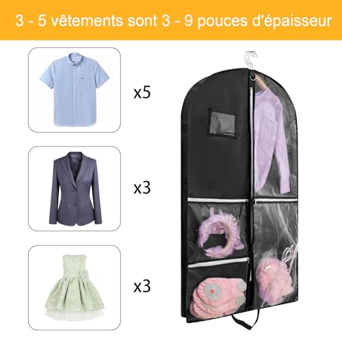 Premium Kleidersack mit 4 Taschen 110x60 CM Faltbare Anzugtasche für Reise & Gardetanz,Anzugsack für Herrenanzüge & Kinderkostüme. Atmungsaktive Tanzen Kinder-Kleiderhülle mit Tragegriff & Schnallen.