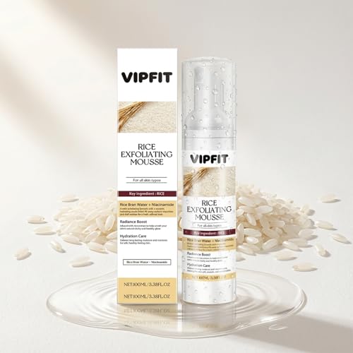 Rice Exfoliating Mousse – Gentle Foaming Exfoliant with Rice Bran Water, Niacinamide &amp; Hyaluronic Acid, Face &amp; Body Cleansing Mousse (Rice, 100ml)