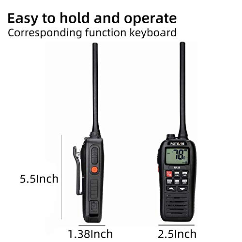 Retevis Ra26 Marine Radio Handheld,Floating Boat Radio,Ip67 Submersible,Micro Usb Port,Backlit Lcd Display,Noaa Weather,Portable Marine Radio #TOP3