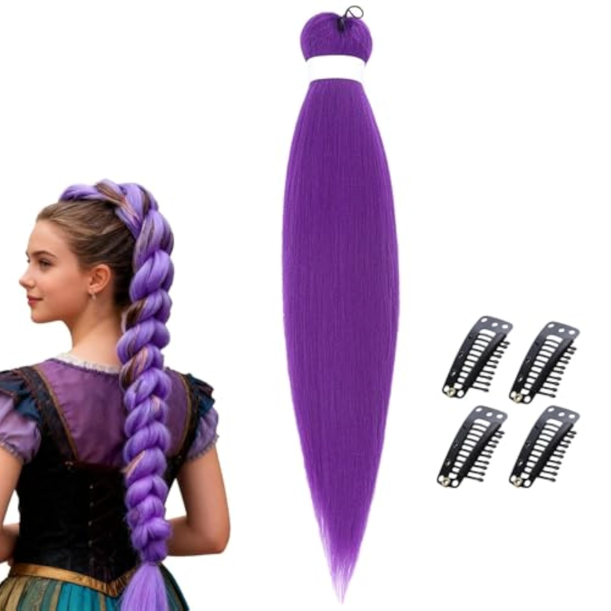 Vibrant Purple Color Wig Hair Extensions