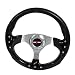 Rxmotor 320MM 6 Bolts JDM Horn Button Steering Wheel Universal Fit Not Include Hub Adapter (BLACK)