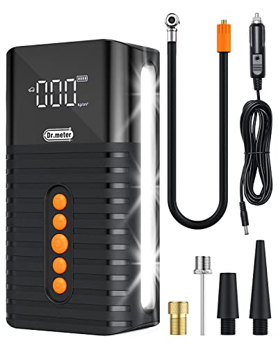 Compresores de Aire portátiles, Dr.Meter 6000 mAh 150PSI Bomba de Bicicleta eléctrica con Pantalla LCD Bomba de neumáticos para Coche Bicicleta Moto y natación balones de Baloncesto Cover
