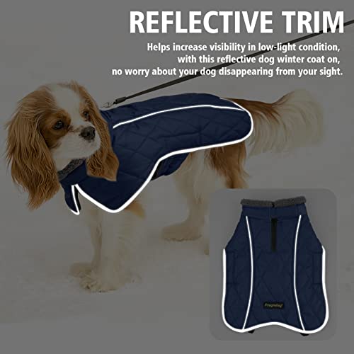 Image of Fragralley Dog Coat Large, Waterproof Dog Jacket with Warm Fleece Lining, Adjustable Reflective Dogs Winter Coat, Turtleneck Pet Coats for Cold Weather (Blue XXXL)