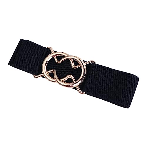 Vctitil Gold Round Buckle Belt Elegant Simple Female Waist Strap Solid Color Knot Dress Decoration Metal Buckle Geometric Women Waistband(black)