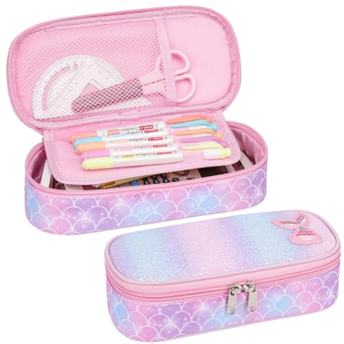 Image of Bagseri Pencil Case for Boys - Expandable Cute Kids Pencil Case | Wide Opening Pencil Pouch Organizer for School Supplies, Cute Kids Pencil Case for Boys, Blue Basketball