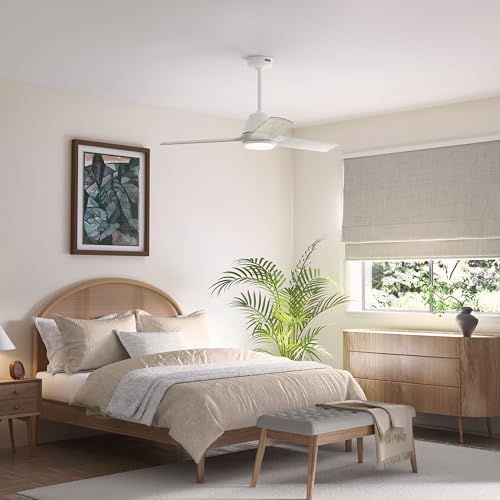 Image of Hunter 52 inch Aeronaut Outdoor Smart Ceiling Fan, LED Light, Remote, White