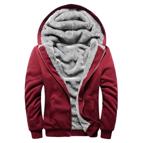 Jaibrmey Herren-Hoodie-Jacke mit Sherpa-Futter, warm und dick, für den Winter geeignet, schweres Sweatshirt mit Reißverschluss, dicke Fleecejacke, Oberbekleidung für kaltes Wetter