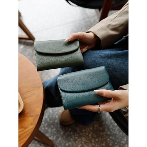 Unisex Pebble Leather Wallet, Small Walletsfor Women,Slim Lightweight Card Holder for Travel, with Coin Holder & Cash Slots (Light purple)2