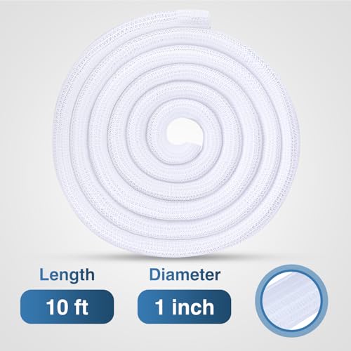 Image of Nilight Cable Sleeve,25ft-1inch Cord Management Sleeves White Wire Loom | Braided Sleeving, Split Self Wrapping Wire Loom for Computer Electrical Automotive Harness Protector Organizer, White