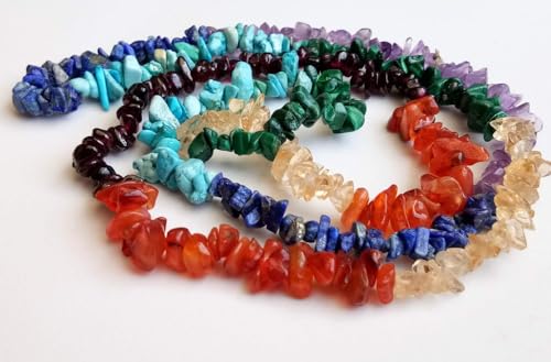 Collier de puces chakra en perles de pierres naturelles de 5-7mm