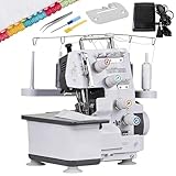 Máquina de coser overlock, remalladora semiindustrial con capacidad de 3-4 puntadas, 1300 puntadas/min, paso de aguja ajustable y luz LED, 12 patrones de puntada, para telas de algodón