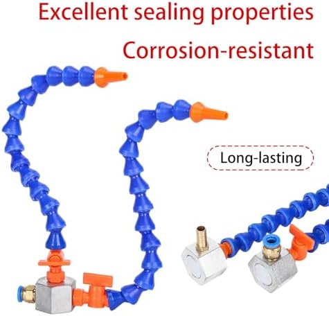 Mist Coolant Lubrication Spray System for Metal Cutting – 15.6" Flexible Pipe CNC Lathe & Milling Machine Misting Tool, Round-Beak Design for Efficient Cooling