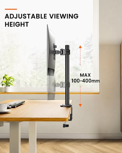 Image of STAR WORK Black Arm Monitor Mount for 13-32 inch Screen, Heavy Duty Alloy Steel Stand, Full Motion 360 Rotate, Tilt & Swivel, Height Adjustable with Cable Clips (Single Adjustable Black Monitor Arm)