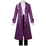 80s Men's Purple Cosplay Costume Retro Long Jacket Shirt Pants Stage Performance Halloween Outfit