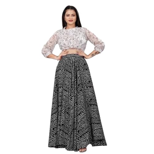 Image of JYESHTA Women's American Crepe Flared A Line Stitched Long Skirt with 12 Mtr Flare 40 in Height | Skirts for Women Long Length | Long Skirts for Girls