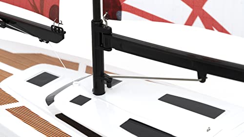 PLAYSTEAM Voyager400 2.4GHz RC Motor Powered Sailboat in Red - 26 Tall