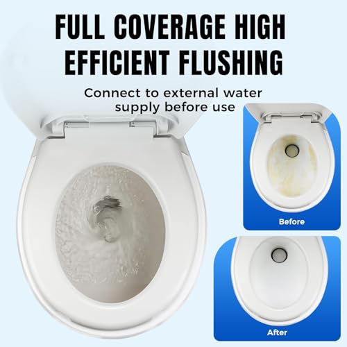 Clirass Efficient Gravity-Flush RV Toilet with Quiet-Close, Triple-Jet Flush with Adjustable Water Level, Standard Height and Foot Pedal for RVs, Trailers, and Campers