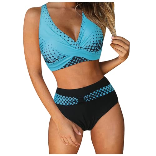 Trajes de playa sexy de dos piezas para mujer, bikini de tul bandeau con lazos, traje de baño de corte grande para mujer, bikini de dos piezas, trajes de baño con control de barriga, bikini de cintura