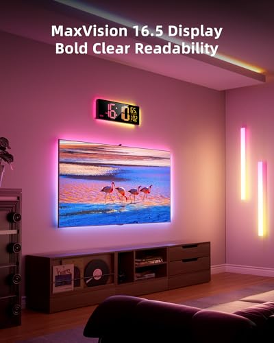 EASYERA Smart Digital Wall Clock App Control, 16.5” Large RGB Clock - Image 5