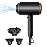 3 Velocidades del viento 2 Configuraciones de temperatura: puede elegir las diferentes velocidades y temperatura para que coincidan con su condición de cabello y las necesidades de estilo.Características adicionales: el filtro de aire extraíble evita que el cabello se vija en la entrada de aire, mantiene el secador de cabello siempre corriendo de manera eficiente, fácil de limpiar y duradera.