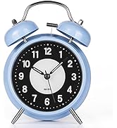 PILIFE 4" Non-Ticking Vintage Classic Bedside/Analog Alarm Clock with Backlight,Luminous,No Snooz...