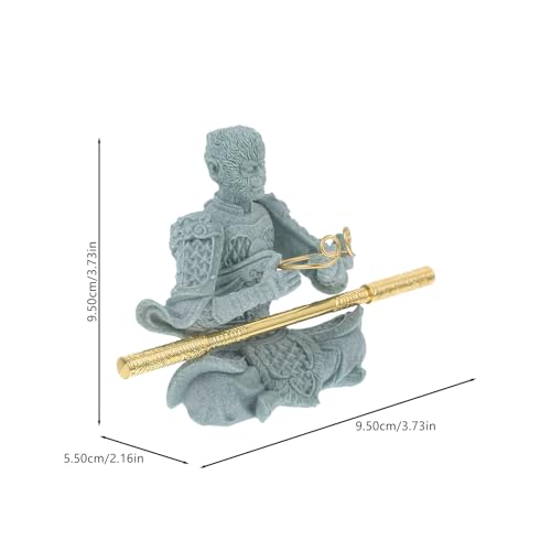 Image of Sandstone Monkey Tea Pet - Mini Monkey Figure Ornament for Home Decor, Aquarium, or Garden - Unique Wukong Statue