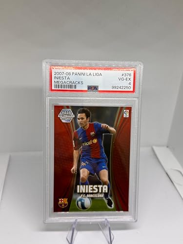 Tarjeta Card Andres Iniesta FC Barcelona Panini La Liga Megacracks 2007 2008, #376 PSA 4 VG-EX
