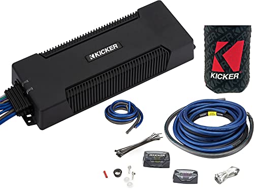 KICKER Amp and Wiring Kit Package of 2 Items 100W 5-Channel PXA Series Marine Amplifier with 1/0AWG Power Wiring Kit - Boat Kit - 48PXA1000.5 Amplifier & 46PKD1 Wiring Kit