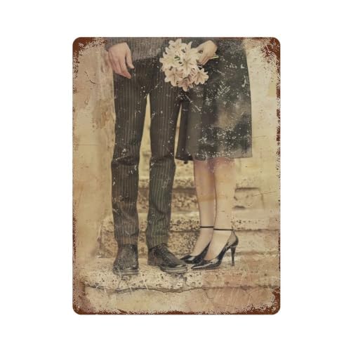 Letrero de metal vintage de 40 x 30 cm para decoración de pared texturizada