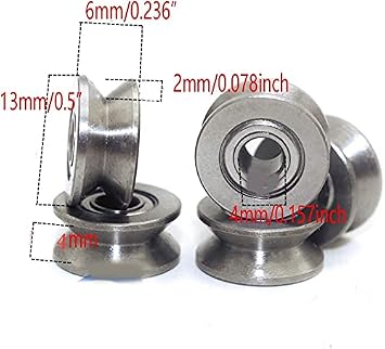 20pcs 624ZZ Mini V Groove Roller Bearing Guide Rail Ball Bearing Wheel Roller Guide Small Pulley Bearing,4x13x6mm