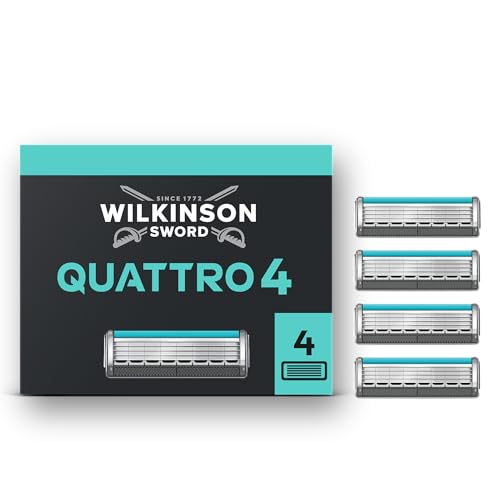 Wilkinson Sword Quattro Titanium Sensitive Lames de Rasoir pour Homme, Standard, 4 Unité (Lot de 1)