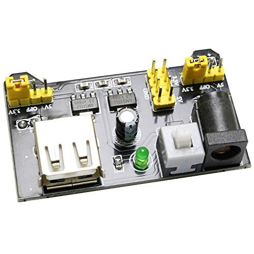 Magic&shell 2PCS MB102 Breadboard Power Supply Module and 9v Battery Clip with 2.1mm X 5.5mm Male DC Plug Assortment Kit for Arduino