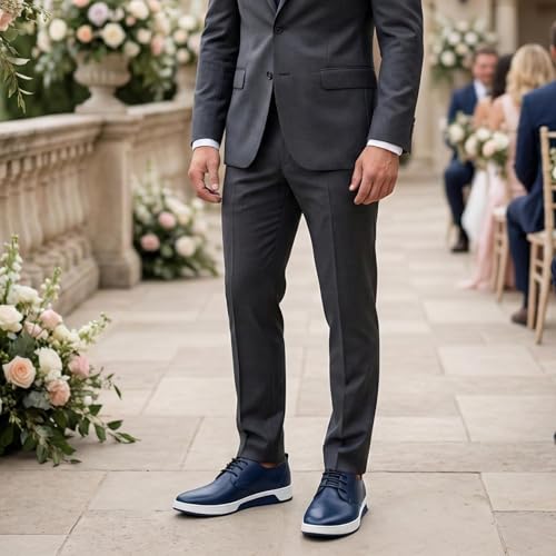 Image of konhill Men's Casual Oxford Shoes - Breathable Dress Shoes Loafers Lace-up Flat Sneakers