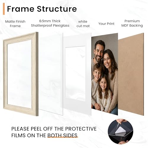 Image of Art Street Wooden Photo Frame for living room, Aesthetic Cave Design Photo Frames for Photograph, Art Work, Certificates Set of 4 (10x10 Inch, White)