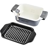 WISH SUN 琺瑯油炸鍋 揚げ物バットセット 油切り網付き 直火・IH対応 ホーロー製 フライバット グレー