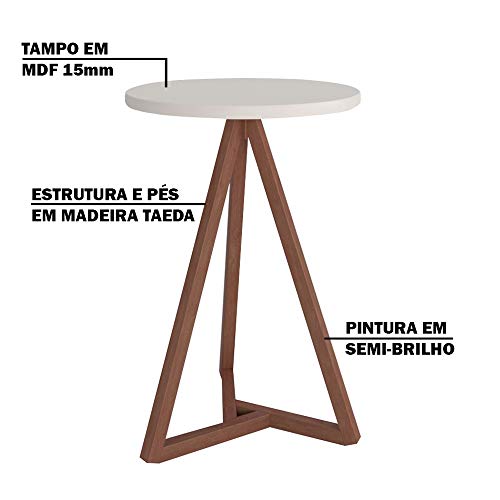 Mesa Lateral Decorativa Nanda Amêndoa/Off White - Gran Belo