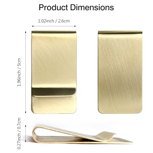 3-Pack Small Men’s Slim Money Clip – Stainless Steel Credit & Business Card Holder, Pocket Cash Wallet (Silver & Gold)3